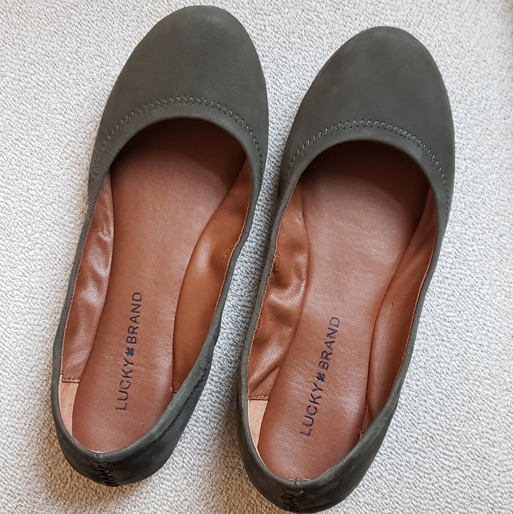 Lucky Brand Elysia Green Leather Flats